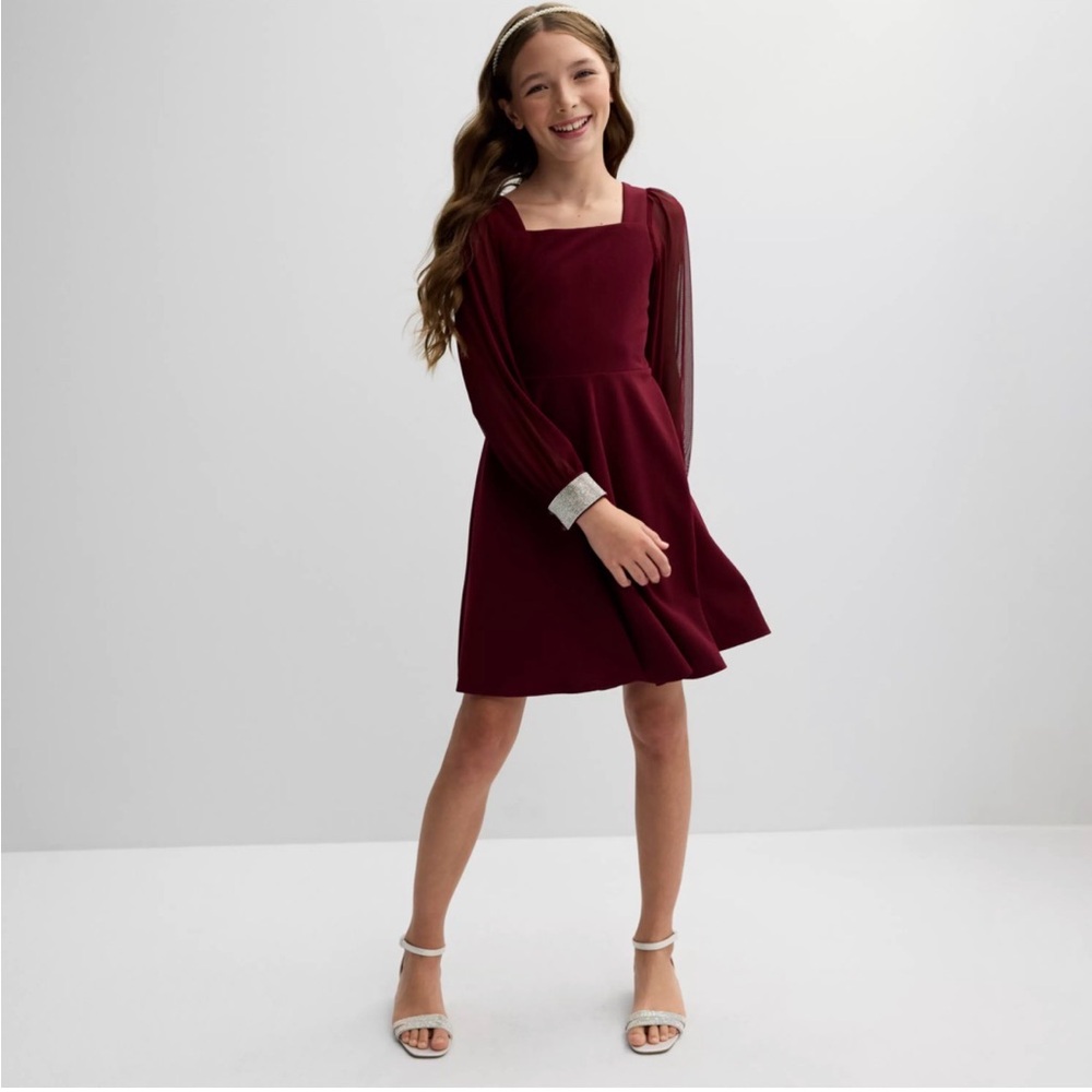 Speechless Burgundy Dress with Silver Cuffs